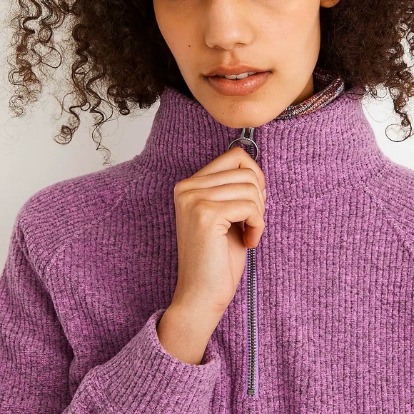 Madewell Fleece Half-Zip Popover Top Small - Picture 4 of 8